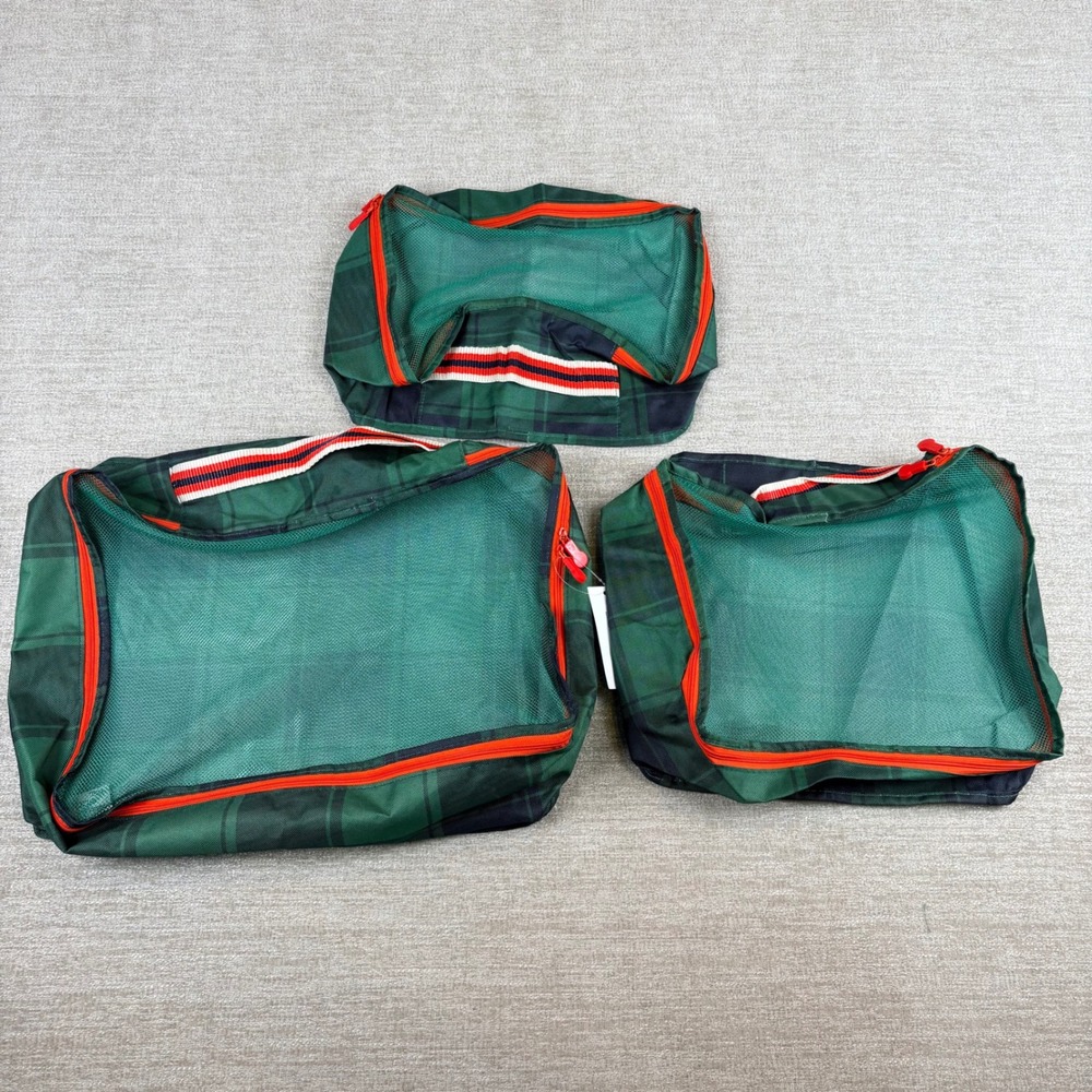 BRAND NEW American Eagle Packing Cubes Unisex OS Plaid Green 3PC Set NWT Travel